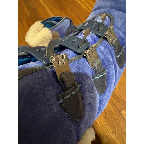 Cole Haan Nike Air Blue Suede Shearling Buckle Winter Wedge Boots Womens - Picture 9 of 13